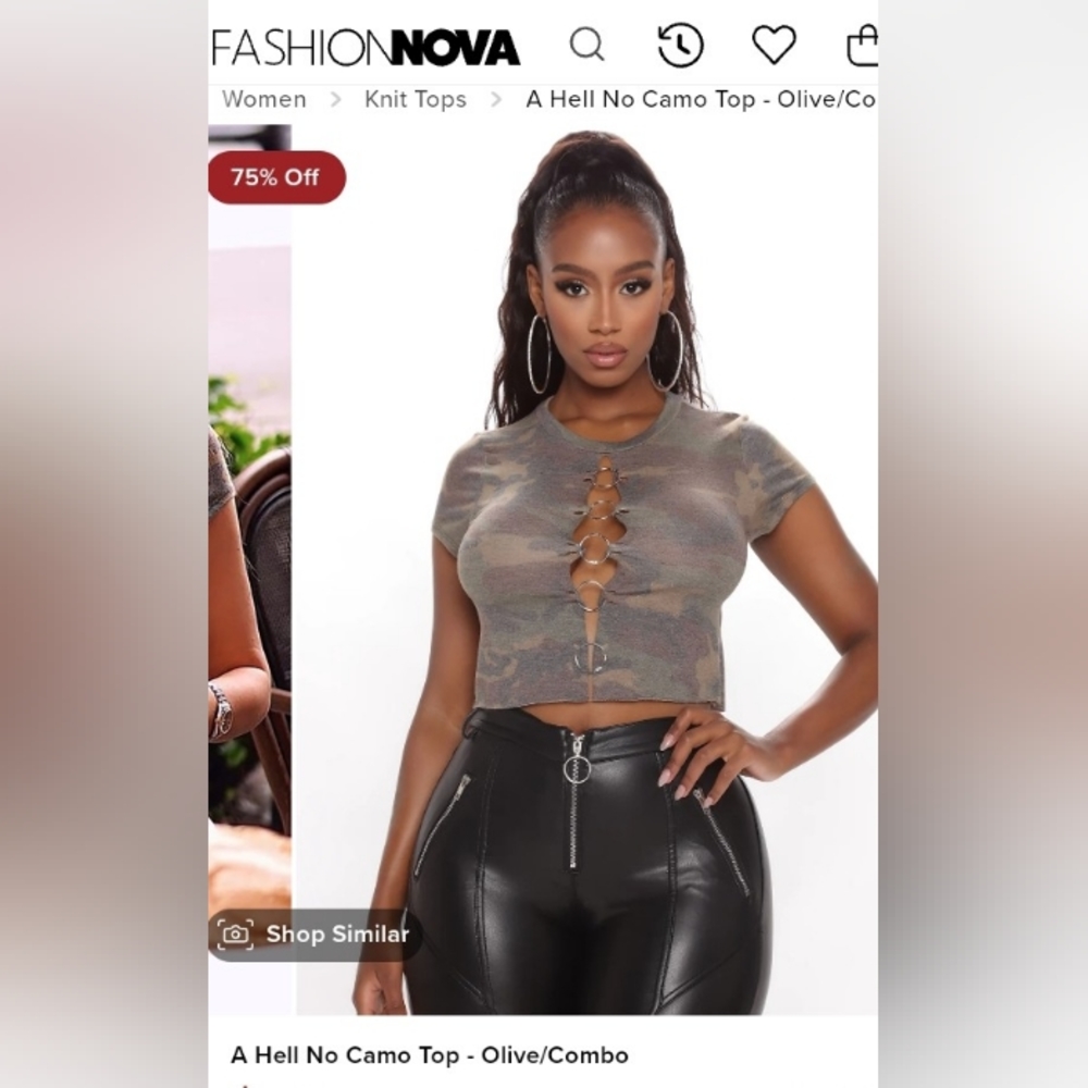 Fashion nova a hell no camo top olive green/combo